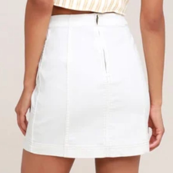 Free People 'Modern Femme' Mini Skirt in White Denim Size 2 - Picture 4 of 8